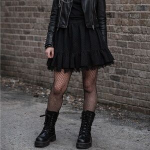 Magic Box Mini Skirt Black Coquette Girl Vamp Punk Princess Eyelash Lace Floral